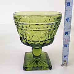 8 Indiana Glass Park Lane Wine Water Sherbet Dessert Goblets 70s Avocado Green