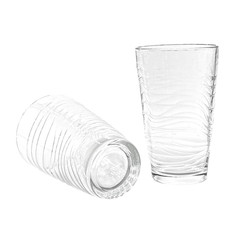 6 Vintage Libbey Orbita Cooler Glasses 18oz Clear Swirl Wavy Textured Tumblers