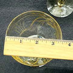 5 Champagne Sherbet Glasses 5.75” Optic Topaz Yellow Crystal Etched Flowers