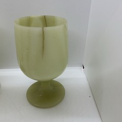 Onyx Marble 5” Green Goblets Set of 6 Hand-Carved Stone Wine Goblets Vintage