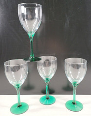 4 Libbey Domaine Green Juniper Water Goblets Set Elegant Clear Floral Stems Lot