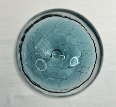 Pier 1 Crackle Teal Blue Balloon Red Wine Glasses Goblets, x2