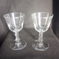 2 Vintage Libbey Knob Hill Cocktail Glasses Clear 4-Ball Bubble Stem 5-1/8in EUC