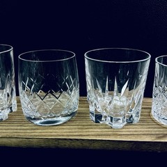 Vtg Crystal Double Old Fashioned Glasses Mismatched Heavy Set Of 4 Mixed