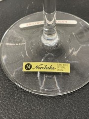 (6) Noritake Fortune 7-3/8″ Water Goblet Wine Glass Stemware Gold Rim Japan