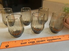 Set Of 6 Vintage Anchor Hocking Regal Tumbler Juice Glasses Tawny Smoked Brown