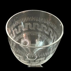 Antique Greek Etched Glass Key Edwardian Blown 1900s Hand Sherry Porto Lot 4 Set