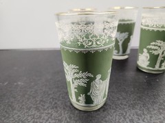 Set of 4 Vintage Wedgwood Jasperware Jeanette Green Hellenic 5″ Drinking Glasses