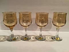 SET OF (4) VINTAGE HANDMADE ITALIAN DECORATED 6.5″ WINE OR WATER GOBLETS