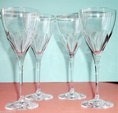 Vera Wang Wedgwood Cabochon 4 PC. Crystal Goblet Water Wine 10oz. Germany New