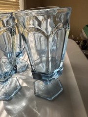 Fostoria Virginia Light Blue FootedWater/Iced Tea Goblets Set Of 4 6-7/8” Tall