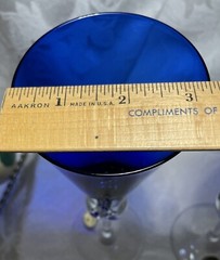 Czechoslovakia Bohemia Cobalt Blue& Clear Cocktail Glasses (2) Stemware Handmade