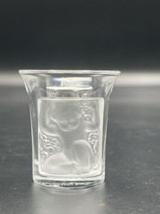 Lalique France Les Enfants Cherub Vintage Crystal Shot Glass Signed