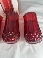 4 Ruby Red LONGCHAMP 12.25 oz Tumblers Cristal D’Arques Highball 24% Crystal