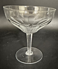 Champagne Coupe Cocktail Glasses 4.25” T Thumbprint Optic Panels Set 4 Hex Stem