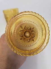 Vintage Brockway American Concord Amber Glass Water Goblets Set 4 Starburst 1970