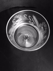 4 Vintage Clear Glass Etched Floral Footed Sherbet Custard Dessert Cups