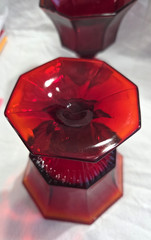 Set of 4 Vintage Independence MCM Amberina Octagonal Juice Glasses GLOWS
