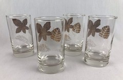 Vintage Golden Gold Leaf Foliage 12 oz. Tumblers Glassware Drinkware by Libbey