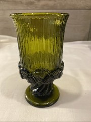 One Fostoria Sorrento Green Heavy Pressed 5” Water wine Goblet