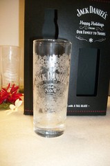 3 NEW JACK DANIELS Tall Glasses 2 Christmas Trees & 1 Old No. 7 Etched 6 1/8″ T