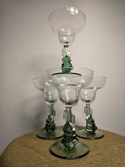 Cristal D’Arques Siesta Margarita Glasses Set 4 Cactus Stem Vintage Barware