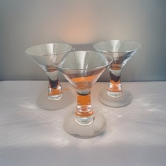 CRYSTAL MARTINI GLASSES WITH SOLID STEM AND CUT GLASS SET OF (3)