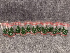 Set of 12 Vintage Libbey Christmas Holiday Tree Drinking Glasses Tumblers 6.5”