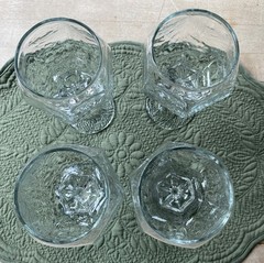 Vintage Libbey Chivalry Clear Wine Goblets Glasses Set of 4 Hexagon 6.75″ Tall