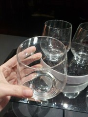 Set (4) Stemless Wine Glasses 4-1/4″ Tumblers- Crystal Lenox signed plain 16 oz.
