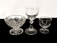 Lot of 3 Random Glass Stemware Pieces, 2 Cordial/Liqueur, 1 Sherbet, Vintage
