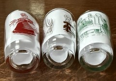3 Vintage MCM Swanky Swigs Kraft Cheese Juice Glasses 3.75” Bustling Betsy *Chip