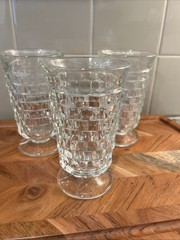 Indiana Glass Whitehall Cubist Clear Footed Tumbler Set Of 3