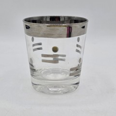 VTG Dorothy Thorpe Dot Dashes Silver Rim Cocktail Glass