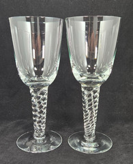 PAIR(S) OF VINTAGE 1950’s HOLMEGAARD TWIST 8-5/8″ GOBLET By Kastrup – Denmark