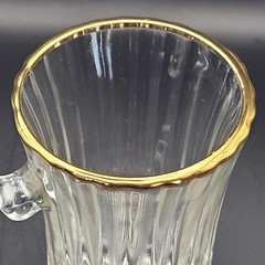 Vintage KSA Ribbed Tempered Demitasse Glasses With Gold Trim Made By SAGC- Dubai