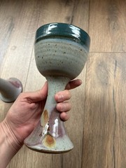 Earthy Studio Pottery Goblets Set 2 Artisan Ceramic Chalices Wedding Wine Cups