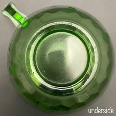 Jeannette Uranium Glass Art Deco Hex Optic Solid Handle Cups 2pc Set Made in USA