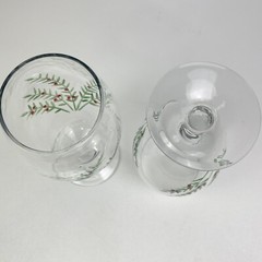 Hand Blown Goblets Handpainted Clear Glass Red Green Christmas Wedding Toast Set