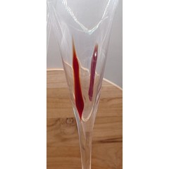 Vintage Hand Blown Blood Red Drip Art Glass Stylish Champagne Wine Glasses
