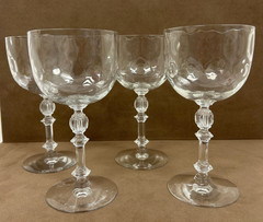 FOSTORIA 6008 CLEAR DIMPLE OPTIC 6-5/8″ CHAMPAGNE/ SHERBET GLASS SET OF 4