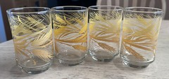 Set of 4 Vintage 70s Libbey 6 Oz Golden Wheat Pattern Small Juice Glasses EUC!