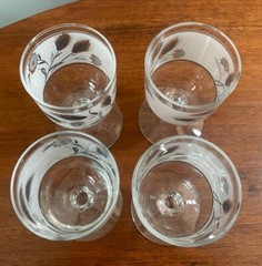 MCM Libby Silver Leaf Frosted Glass Set of 4 5.5”!goblets glasses 1960’s