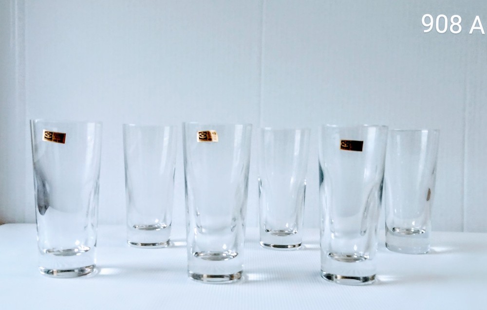 Set 6 Bohemian Handmade Crystal Czech Republic High-Ball Glasses 11.8 Fl Oz