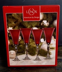 New Lenox Crimson Wine Glasses (Set of 4) 8 7/8″H Original Box