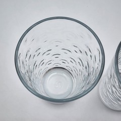 Set of 4 Pasabahce Mirage Indented Polka Dots 16oz Clear Glass 6″ Tumblers