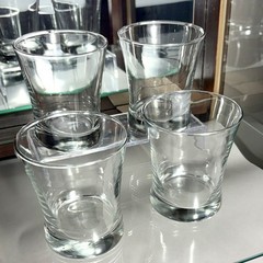 Barware Hand Blown Drinking Glasses Tumblers 4 1/8”Clear Heavy Bottom, Set of 4