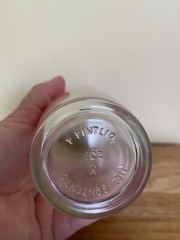 Vintage Orange, Pink Stylized Rose 16 oz Sour Cream Glass Retro MidCentury