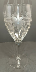 Vintage Clear Glass Goblet with Etched Flower Design 10 oz