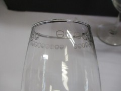 Set of 3 Vintage Silver Trim Wine Glasses with Odd Design